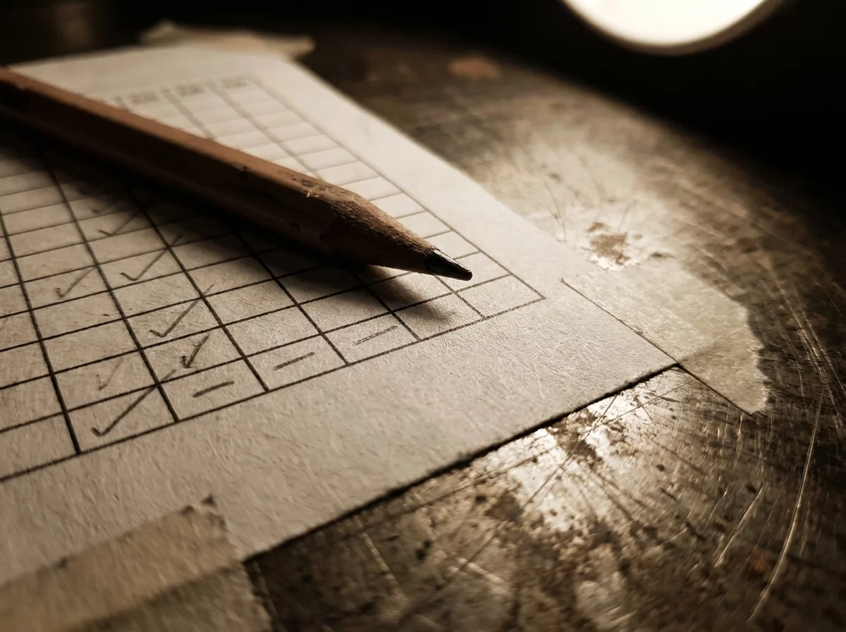 Makroaufnahme eines Dienstplans mit Schichtraster und Bleistift