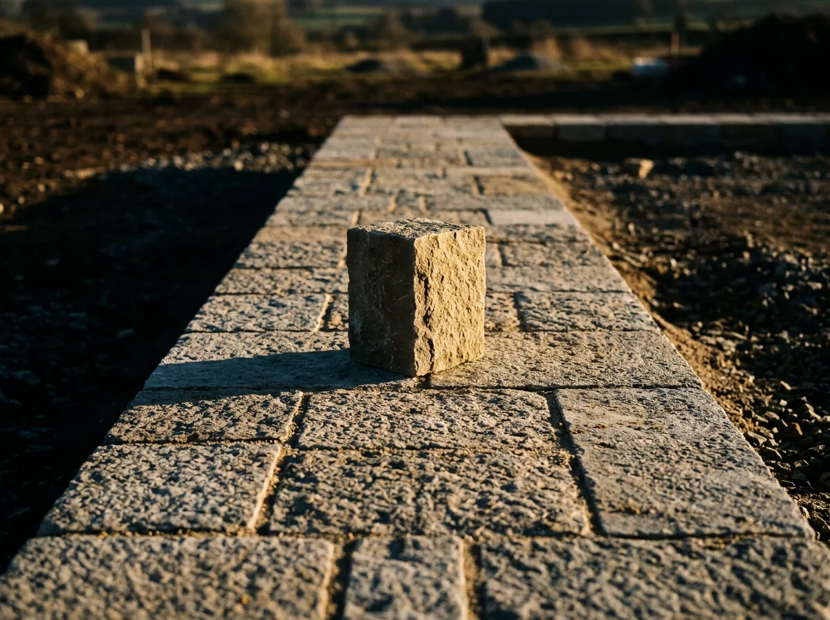 Fertige Fundamentplatte mit erstem Stein – erst das Fundament, dann der Aufbau